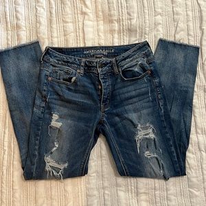 Distressed American Eagle Button Fly Jeans